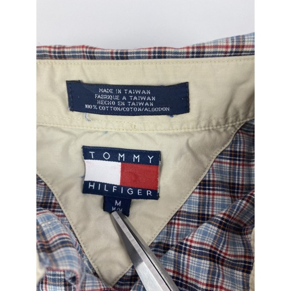 VTG 90s Tommy Hilfiger Plaid Shirt‎ Button Down Medium M Long Sleeve pocket - Picture 3 of 7